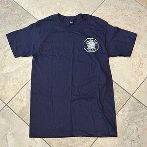 Vintage Anvil Chicago Police Shirt Mens Large Navy Blue Short Sleeve Cotton USA